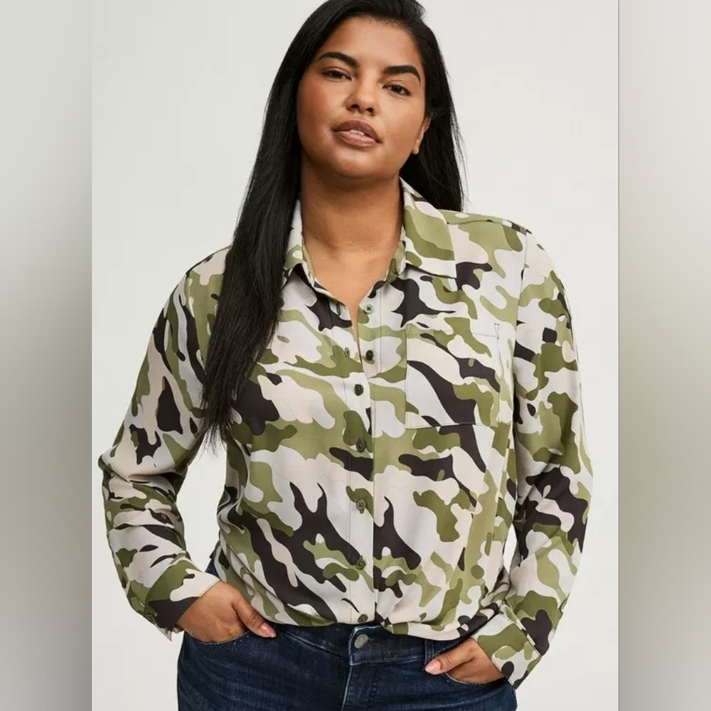 Torrid Georgette Relaxed Button Shirt & Coordinating Georgette Tank, New W Tags